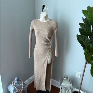 Astr Beige Knit Tunic Dress